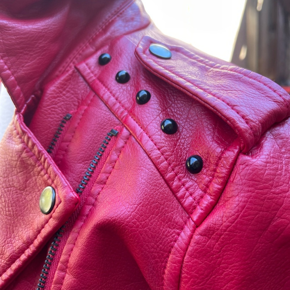 Red Leather Women's Jacket - Picture 3 of 10